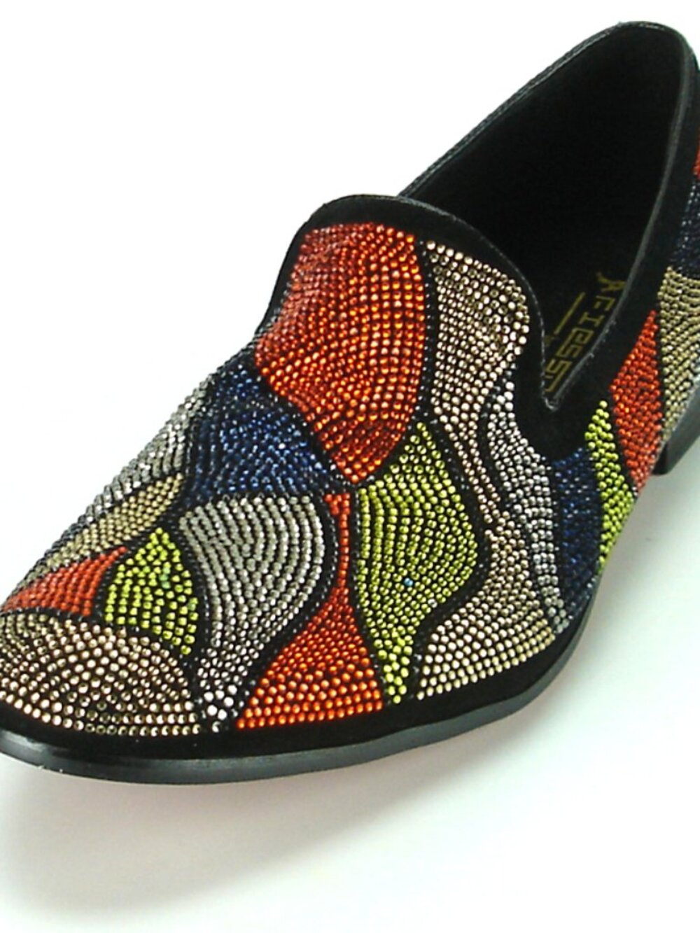 FI-7068 Black Suede With Multi Color Rhinestone Fiesso by Aurelio Garcia